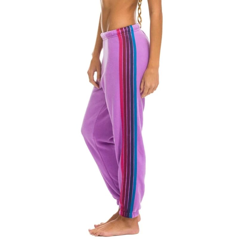 5 stripe sweatpants neon purple pink purple womens sweatpants aviator nation