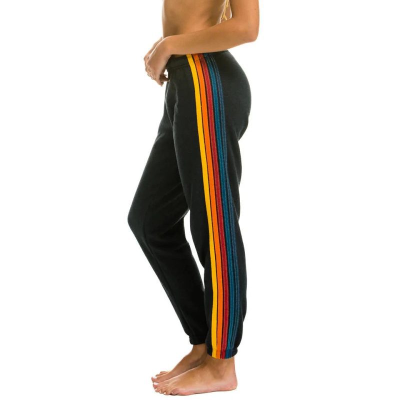 womens 5 stripe sweatpants charcoal womens sweatpants aviator nation